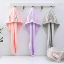 1 chiếc mũ sấy tóc Hàn Quốc hình nơ công chúa, vải nỉ san hô mật độ cao, khăn quấn tóc mềm mại và thấm hút - Màu tím - Xem 9
