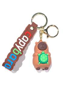 1 pieza Lindo llavero de peluche de Capibara, colgante para mochila, llavero, regalo, recuerdo, accesorios para la escuela o el auto, estilo gótico y Y2K
