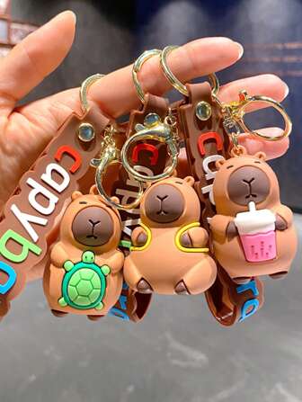1pc Cute Capybara Plush Keychain Backpack Pendant Key Chain Gift Souvenir School