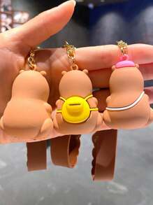 1 pieza Lindo llavero de peluche de Capibara, colgante para mochila, llavero, regalo, recuerdo, accesorios para la escuela o el auto, estilo gótico y Y2K