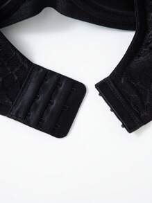 Reggiseno di biancheria intima da donna in rete nera lucida con ferretto, più spesse spalline e chiusura a triplo gancio - nero - Visualizzare 4