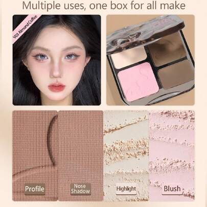 VEECCI 自由且易于绘制的高光和轮廓调色板 Misty Peach Grey