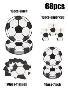 68pcs Disposable Soccer Theme Paper Plates, Cake Plates, Party Plates, Birthday Plates, Suitable For Birthday Party, Gathering, Picnic, Camping, BBQ, Beach Party - Multicolor - View 6