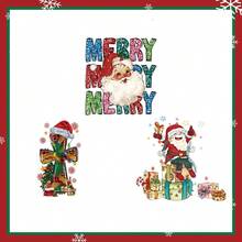 3 件/9 件圣诞节熨烫转印贴、可爱圣诞节熨烫补丁、乙烯基热转印贴纸，适用于衣服、包、枕套 DIY 装饰（格子风格） - 彩色 - 查看 13