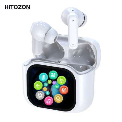 HITOZON 无线耳机，配备触控充电盒、主动降噪、内置麦克风、低音增强功能，兼容 、安卓手机、笔记本电脑和台式电脑，适合运动、跑步和健身等场景。