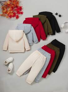 4pcs/Set Baby Boy Casual Sweatshirt & Pants Set, Long Sleeve Pullover Hoodie & Long Trousers