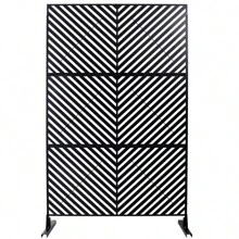 Outdoor & Indoor Privacy Screen Metal Privacy Screen 76" H*48" W, Freestanding Decorative Privacy Screen For Deck Balcony Patio, Privacy Fence Panels For Outside Lawn Garden PS113 BLACK - 黑色 - 查看 1