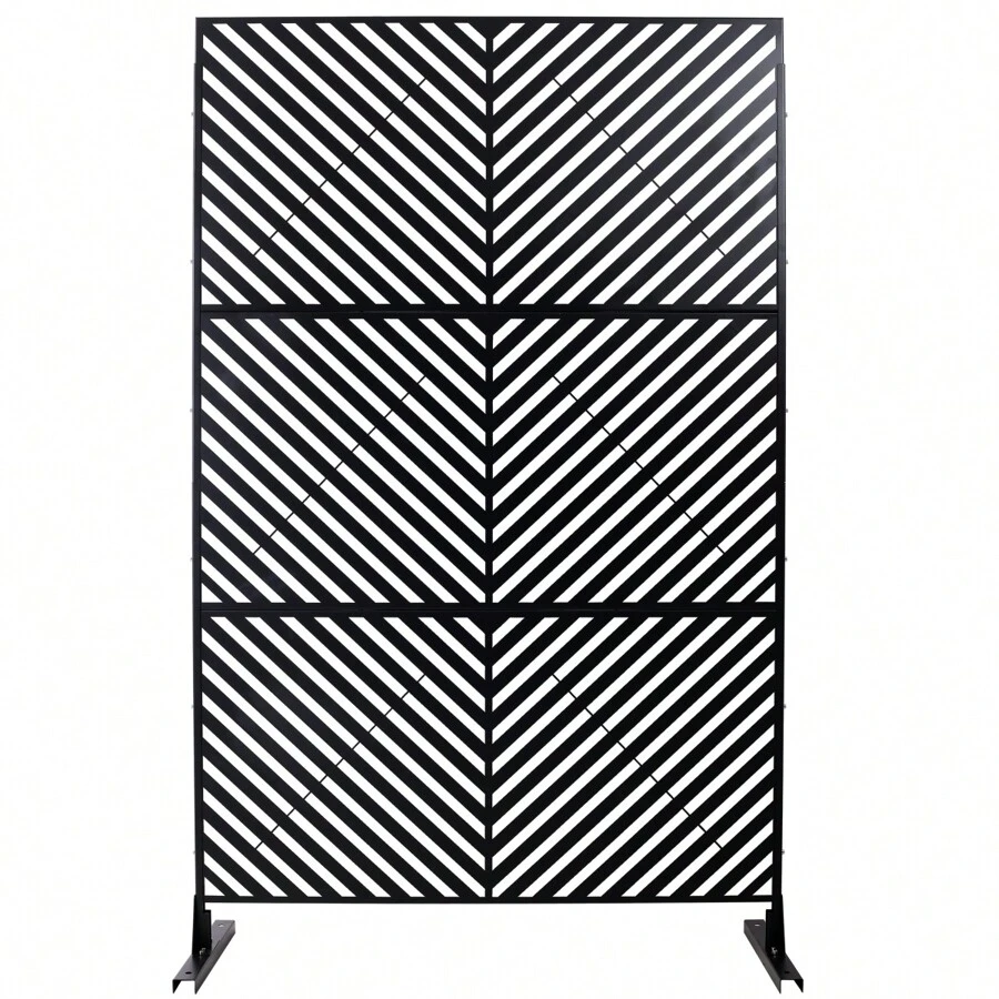 Outdoor & Indoor Privacy Screen Metal Privacy Screen 76" H*48" W, Freestanding Decorative Privacy Screen For Deck Balcony Patio, Privacy Fence Panels For Outside Lawn Garden PS113 BLACK - 黑色 - 查看 1