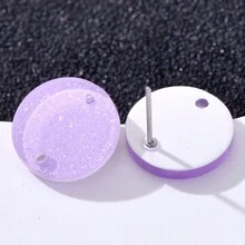 20pcs 14mm Candy-Colored Silver Powder Acrylic Steel Ear Studs Women's Fashion Jewelry DIY Earring Components