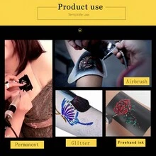 Bộ 11 khuôn xăm tạm thời theo chủ đề Giáng sinh, phun nhũ, hình xăm giả sáng tạo tự làm cho Halloween, đêm Giáng sinh, ngày lễ, tiệc trang điểm sân khấu, nghệ thuật trên cơ thể và khuôn mặt - Đen và trắng - Xem 4