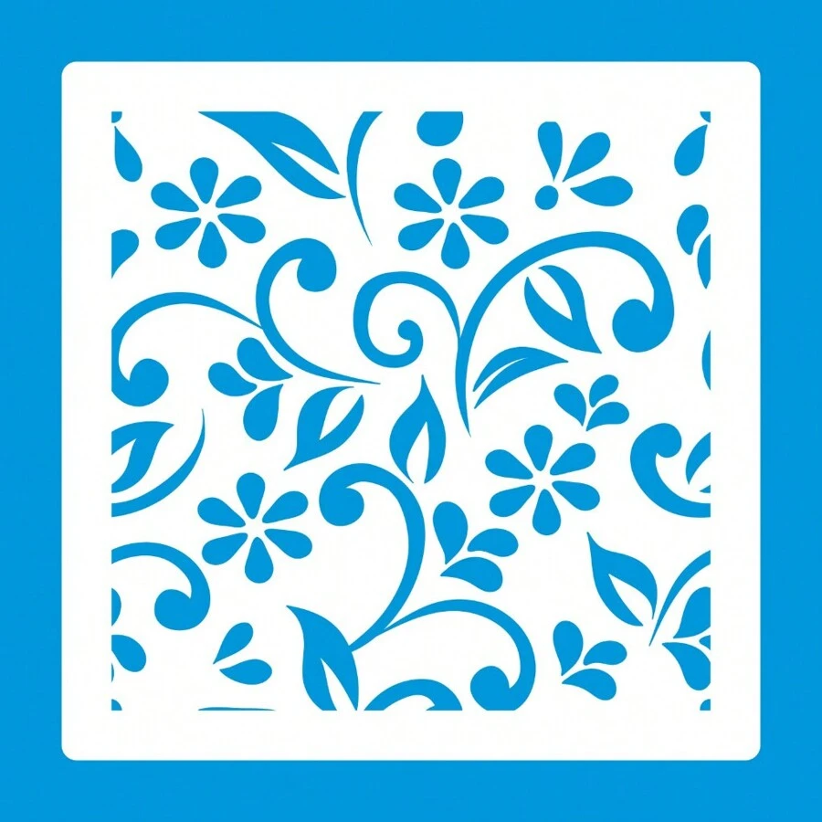 STENCIL 14 X 14 FLORAL WITH HOLLOW REPEATED FOR PAINTING ON FABRIC MDF WOOD WALL FLOOR PAPER T-SHIRT DISHTOWEL STENCIL - trắng - Xem 1