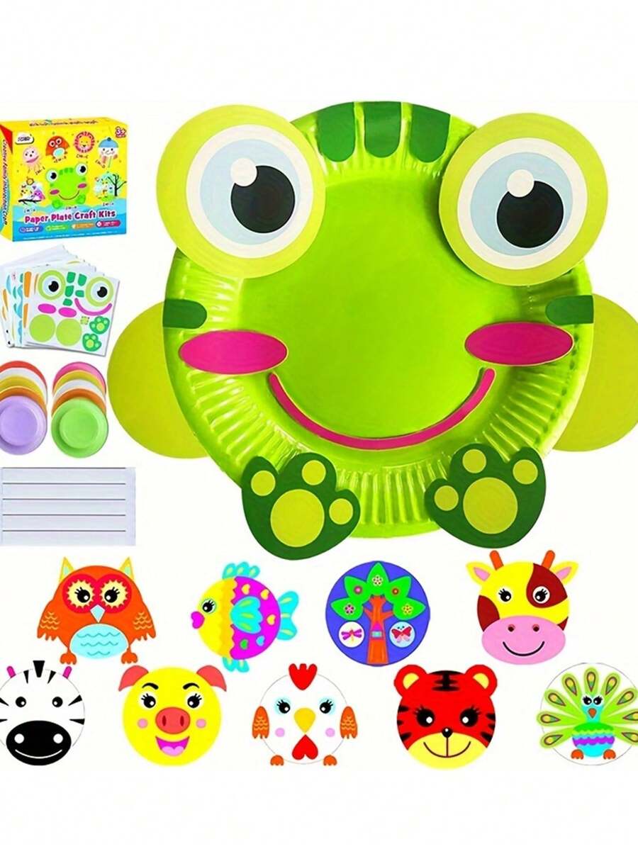 10Piece Engaging Paper Plate Art Kit DIY Animal Crafts For Kids Fun