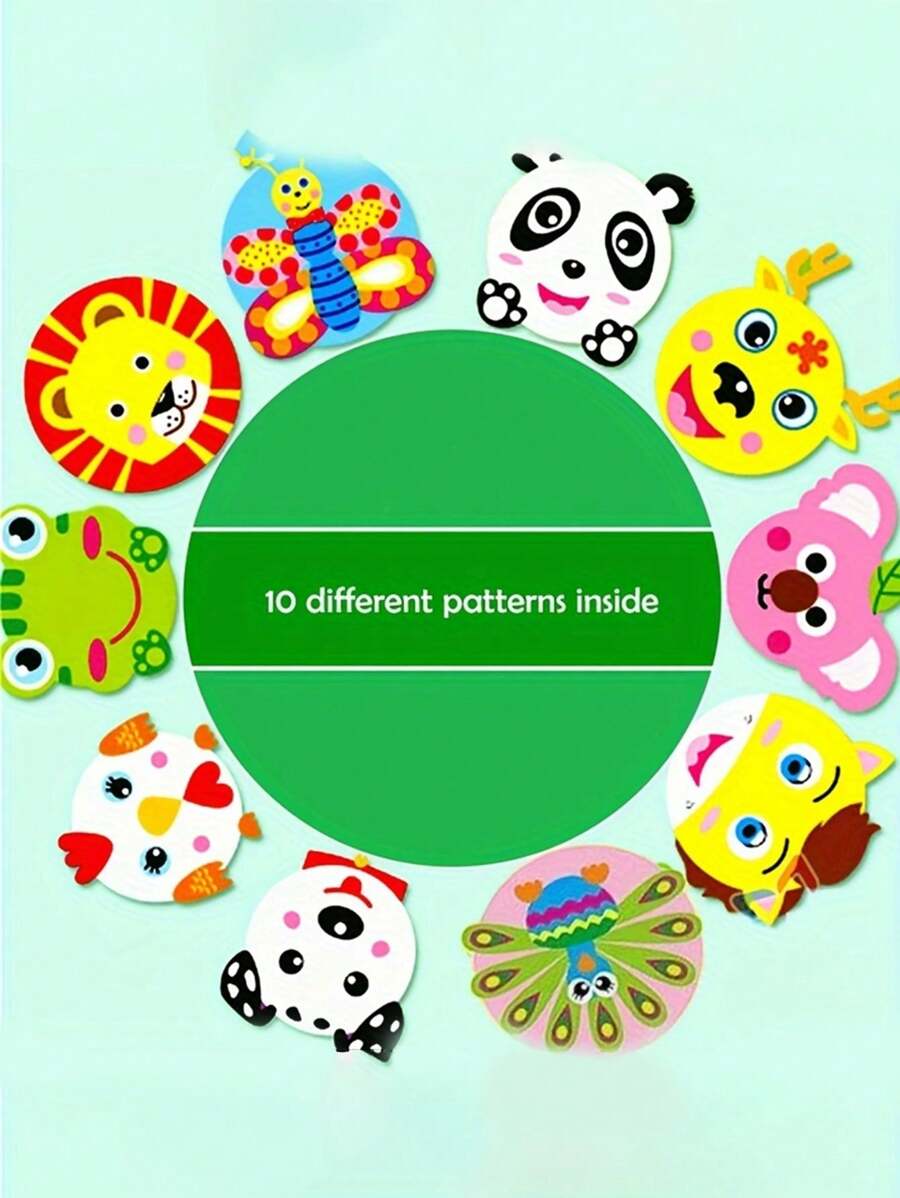 10Piece Engaging Paper Plate Art Kit DIY Animal Crafts For Kids Fun