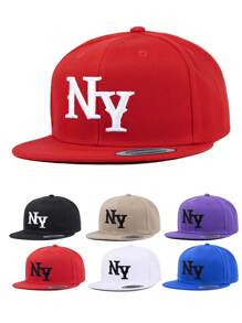 1pc, Unisex Gothic Letter NY, 3D Embroidered Baseball Cap, Baseball Game Fits,Basketball,Fall Fits,Sports Style,90's Outfit,Bright Colors,For Women,Sports Hip-Hop Cap, Adjustable Outdoor Sun Protection Casual Cap For Travels, Parties And Beach - Solid Color - View 1