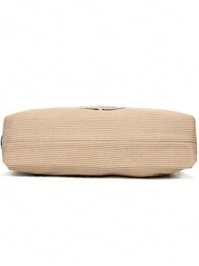 巴黎印花灯芯绒手提包，复古风格，休闲单肩/斜挎设计，配有可拆卸肩带，轻便，拉链开合，涤纶衬里 - 工作和购物的理想选择