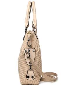 巴黎印花灯芯绒手提包，复古风格，休闲单肩/斜挎设计，配有可拆卸肩带，轻便，拉链开合，涤纶衬里 - 工作和购物的理想选择