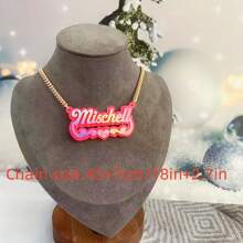Collar con nombre personalizado de acrílico, joyería con placa con nombre personalizado, collar con nombre para niños, collar personalizado, placa con nombre de acrílico colorido, regalo para mamá