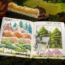 20张/包贴纸包，树影系列，精美浪漫四季森林风景主题贴纸，剪贴簿用品，装饰笔记本，相框，手机壳，水杯，垃圾杂志，文具盒，DIY个性拼贴 - 彩色 - 查看 5