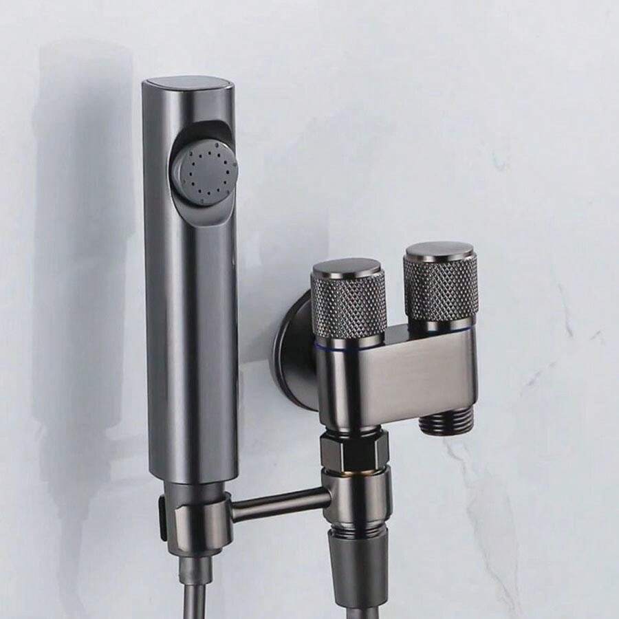 1pc Toilet Companion Spray Gun With 1 Inlet 2 Outlets Dual Control
