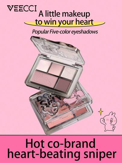 VEECCI Heart Signal 五色眼影 多功能眼妆 高档眼影，哑光珠光大地色，适合日常淡妆，非常适合万圣节和晚间活动