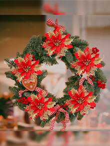 Bộ 10 hoa Giáng sinh kim loại nhiều màu sắc dùng cho cây thông Noel, vòng hoa và đồ trang trí nhà cửa, đồ trang trí hoa Giáng sinh (bao gồm 10 kẹp) - Nhiều màu - Xem 5