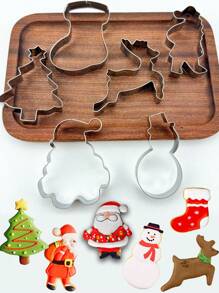 6pcs/Set Christmas Shape Cookie Cutters DIY Design Christmas Pajamas Gifts Christmas Decor - Silver - View 6