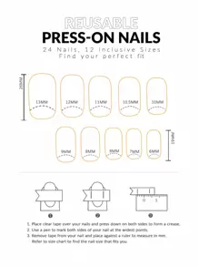 24 Stück/Set quadratische Nagel Aufkleber, mit modischem Orange & Weiß Blatt Design, natürlicher und frischer Stil geeignet für Frauen. Perfekt für Party, Festival oder tägliches Styling. Das Aufklebe-Design ist bequem und einfach zu verwenden. langanhaltend und leuchtende Nägel. Das Set beinhaltet Gel-Lack und Puffer, um elegante und charmante Fingerspitzen zu kreieren und Ihre Hände modisch stylisch zu halten. Aufklebe-Nägel, Nagel-Zubehör, Nägel