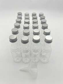 24pcs25 Ml/50 Ml/100 Ml/150 Ml Reusable PET Plastic Empty Wine Bottle Mini Bottles, Equipped With A 5 Cm Small Funnel And Perfect Carton Packaging, To Ensure The Of The Product During Transportation, Equipped With Gold/Black/Silver Three Color Optional Screw Aluminum Caps, Mini Wine Bottle