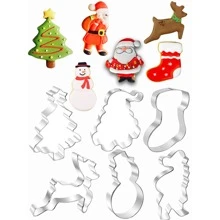 6pcs/Set Christmas Shape Cookie Cutters DIY Design Christmas Pajamas Gifts Christmas Decor - Silver - View 7