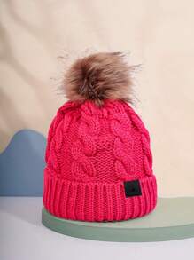 1pc Unisex Ski Hat, Y2K Style Logo Label Knit Cap, Outdoor Windproof Casual Beanie, Warm Winter Hat Suitable For Commuting