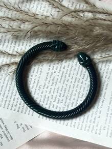 1pc European & American Fashionable Lacquered Twisted Rope Open Bangle Bracelet, Versatile Accessory For All Seasons & Holidays