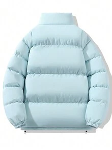 1 chiếc áo khoác cổ đứng dày ấm áp cho nam, áo khoác ngoài thời trang cá tính, giản dị, dành cho mùa thu đông - Màu xanh nhạt - Xem 3