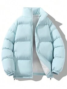 1 chiếc áo khoác cổ đứng dày ấm áp cho nam, áo khoác ngoài thời trang cá tính, giản dị, dành cho mùa thu đông - Màu xanh nhạt - Xem 2