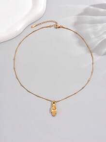 LIEBEIRIS 1pc 18k Gold Plated Zirconia Eye Stainless Steel Pendant Necklace, Suitable For Women To Wear With Daily Outfits And Party Accessories (The Number Of Beads On The Choker Is Random, And The Chain Length Is Handcrafted)