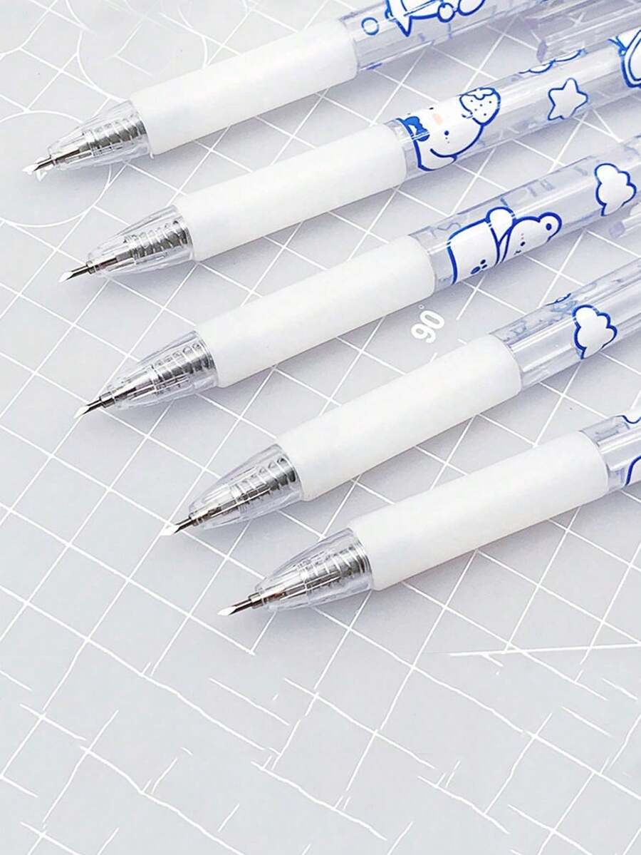 2pcs Cartoon Animal Print Push Button Utility Knife, For Journaling