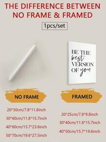 1件“成为最好的自己”家居装饰画，励志名言，激励海报，无框 - 黑與白 - 查看 2