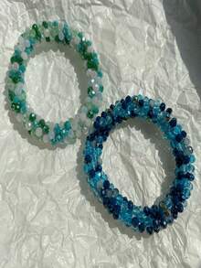 1 件女士奢华绿松石蓝水晶装饰发带手链配饰 - 彩色 - 查看 4