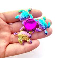 彩色金属海龟指尖旋转器 - 成人减压玩具，安静专注小工具 - 适合 14 岁以上人士