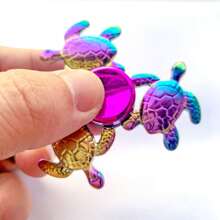 彩色金属海龟指尖旋转器 - 成人减压玩具，安静专注小工具 - 适合 14 岁以上人士