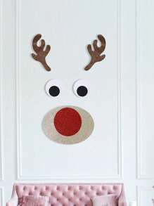 1 Set - Decoración navideña linda, pegatinas de fieltro de Papá Noel, muñeco de nieve, reno de dibujos animados para puerta/ventana, accesorios para escaparate de tienda, pegatinas navideñas, pegatinas de fieltro navideñas, pegatinas desmontables de muñeco de nieve navideño para puerta/ventana