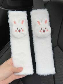 1件/2件汽车安全带肩套毛绒可爱兔熊安全带保护套内饰装饰适合春秋冬季使用 - 均碼 - 查看 12