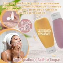 Travel Kit 4 Silicone Bottles Shampoo Cream Container - 彩色 - 查看 4