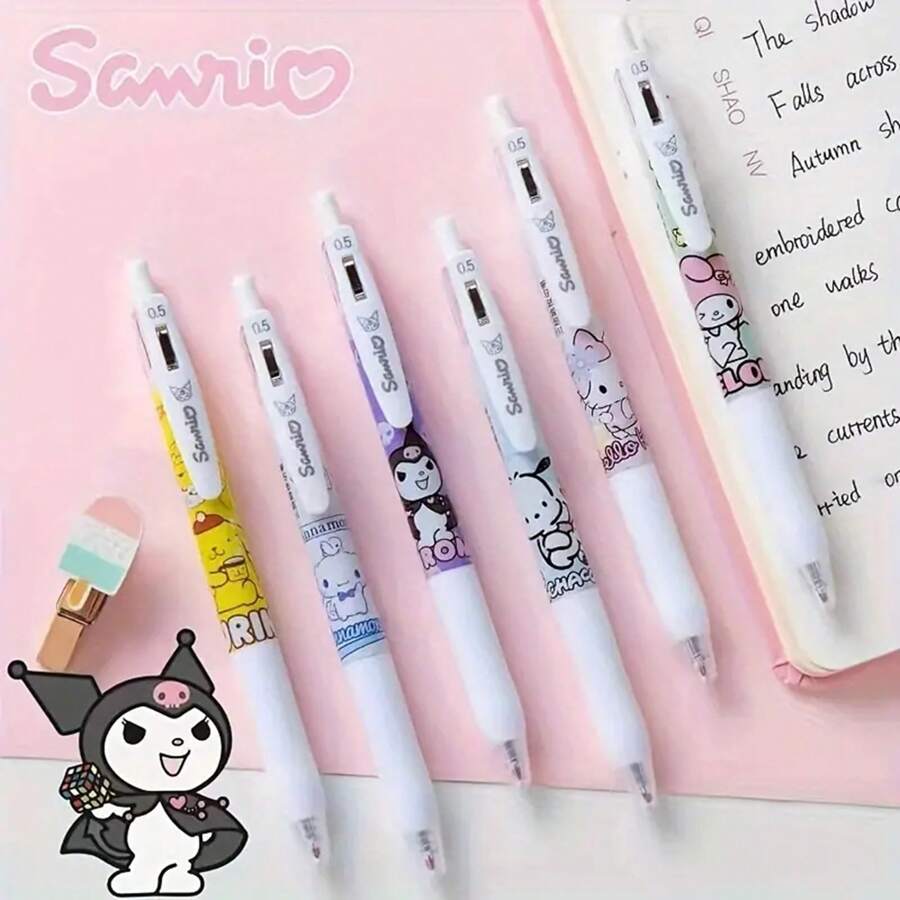 Sanrio Characters Gel Pens, 6Pack, Gel Ink Rollerball Pens Set
