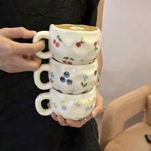 1pc Lovely Handmade Asymmetrical Ceramic Coffee Mug, High-Quality Afternoon Tea/Breakfast Cup, Suitable For Office, Company, And Home Use Back To School