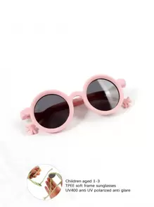 1pc 1-3 Years Old Baby Retro Round Frame Fashion Glasses, Fashionable Toddler Boys/Girls Impact-Resistant TPEE Comfortable Frame TAC Lenses - Polarized Round Frame Sunglasses - View 15