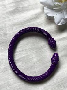 1pc European & American Fashionable Lacquered Twisted Rope Open Bangle Bracelet, Versatile Accessory For All Seasons & Holidays