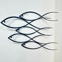 1 件金属鱼群壁画 - 航海海岸装饰，金属壁挂乔迁礼物，家居装饰，房间装饰，墙壁装饰 - 黑色 - 查看 1