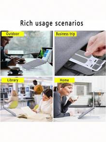 1/2件装(黑色/粉色/白色)可调节笔记本电脑/平板电脑支架,可折叠塑料便携式桌面增高架,符合人体工程学的膝上电脑桌,轻便可折叠笔记本电脑支架,兼容10-15.6英寸笔记本电脑、平板电脑和手机 - 彩色 - 查看 6