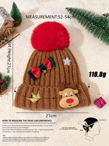 1 pieza Gorro de punto con cuernos de reno para niños, gorro de invierno cálido unisex para niños, regalos de Navidad para niños y niñas - 1PC - Ver 11