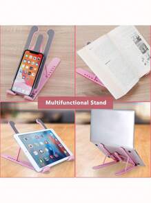 1/2件装(黑色/粉色/白色)可调节笔记本电脑/平板电脑支架,可折叠塑料便携式桌面增高架,符合人体工程学的膝上电脑桌,轻便可折叠笔记本电脑支架,兼容10-15.6英寸笔记本电脑、平板电脑和手机 - 彩色 - 查看 5